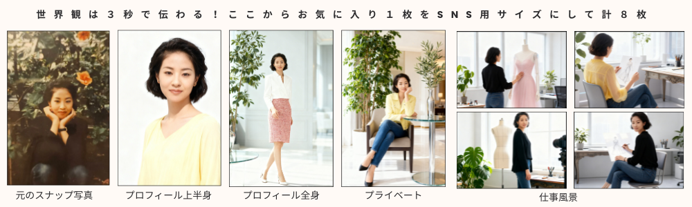 スマホ写真から作る世界観プレミアムのプロフィール写真ビフォーアフター